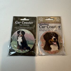 2 New Bernese Mountain Dog Absorbent Car Coasters